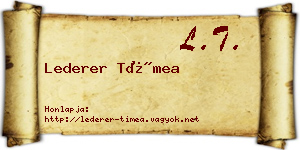 Lederer Tímea névjegykártya